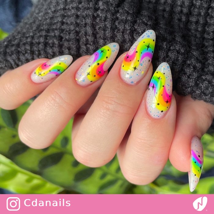 Rainbow Neon Nails